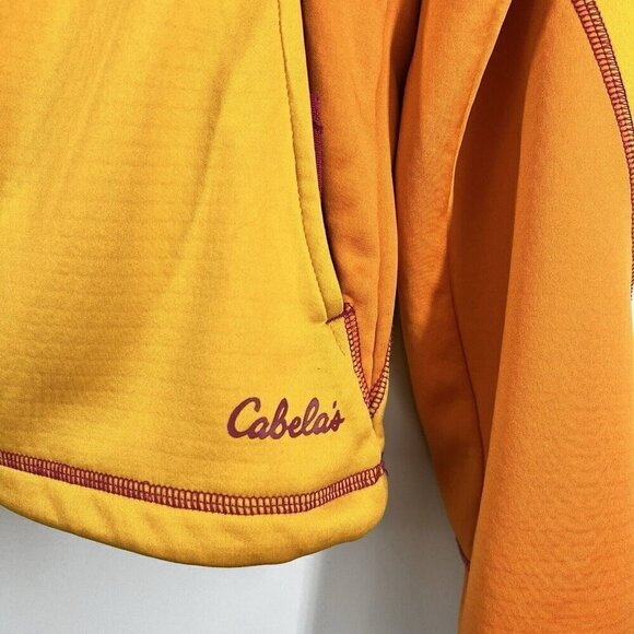 Cabela Women's Gold & Orange Fleece Pockets Full Zip Long Sleeve Jacket Size L - Picture 3 of 8